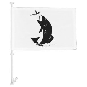 Fly Fishing Fish Jump Larvea Hook Fisherman Gift Car Flag