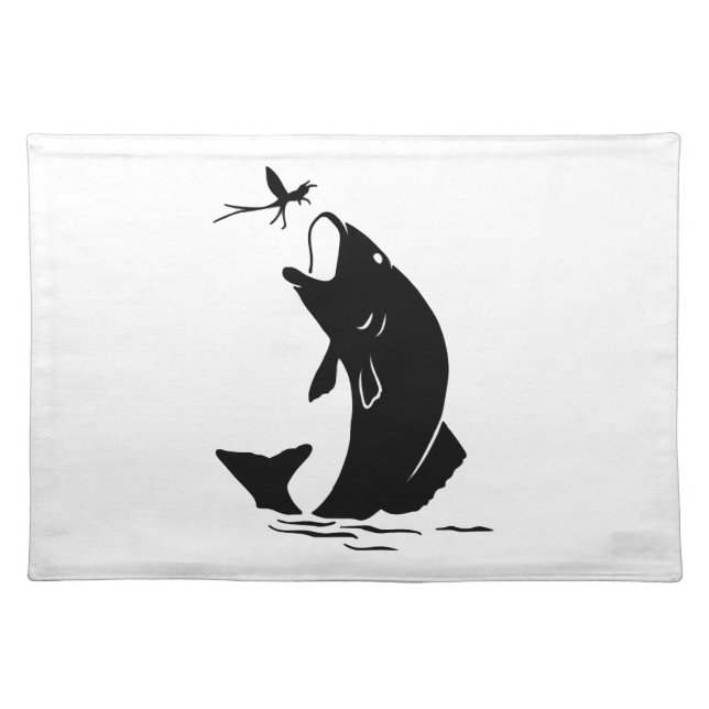 Fly Fishing Fish Jump Larvea Hook Fisherman Gift Cloth Placemat (Front)