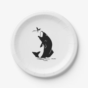 Fly Fishing Fish Jump Larvea Hook Fisherman Gift Paper Plates