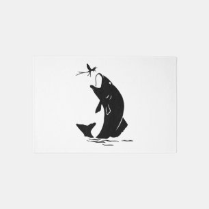 Fly Fishing Fish Jump Larvea Hook Fisherman Gift Rug