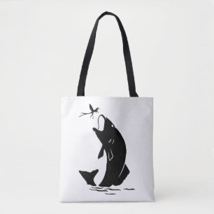 Fly Fishing Fish Jump Larvea Hook Fisherman Gift Tote Bag