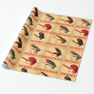 Fly Fishing Flies & Merry Christmas Wrapping Paper
