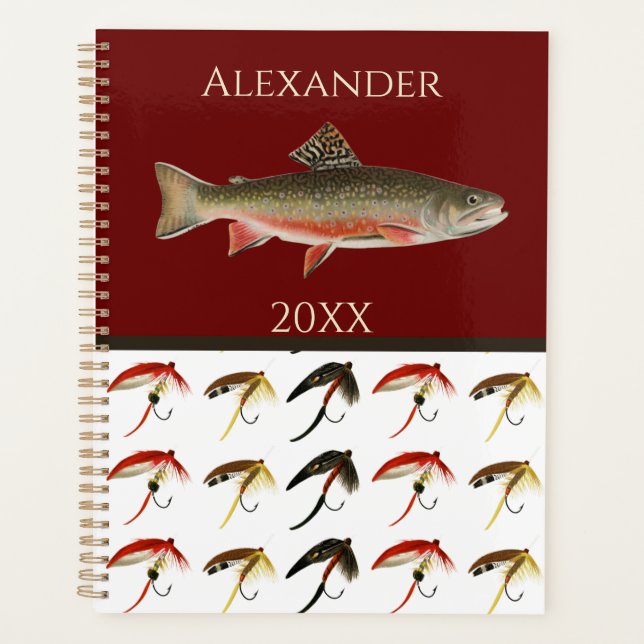 Fly Fishing Flies Rustic Salmon  Notebook (Front)