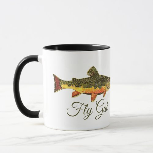 Fly Fishing FLY GAL Brook Trout Fisherwomans Mug