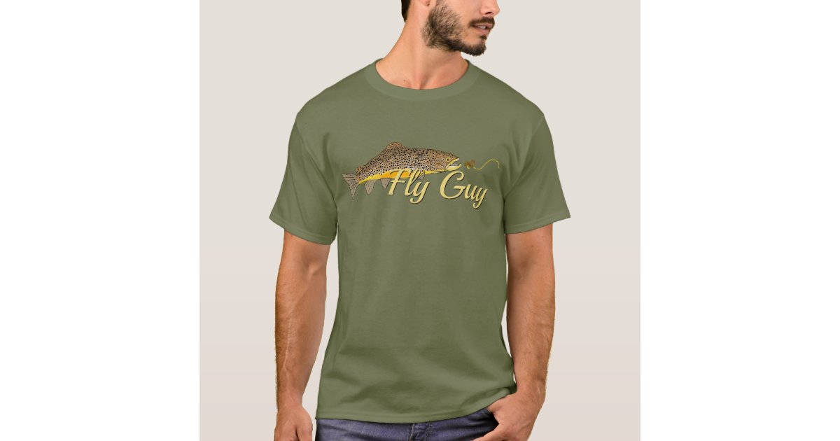 Fly Fishing Fly Guy Brown Trout T-Shirt