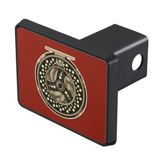 Fly Fishing Fly Reel Artwork Fisherman Towing Hitch Cover (Top Right)