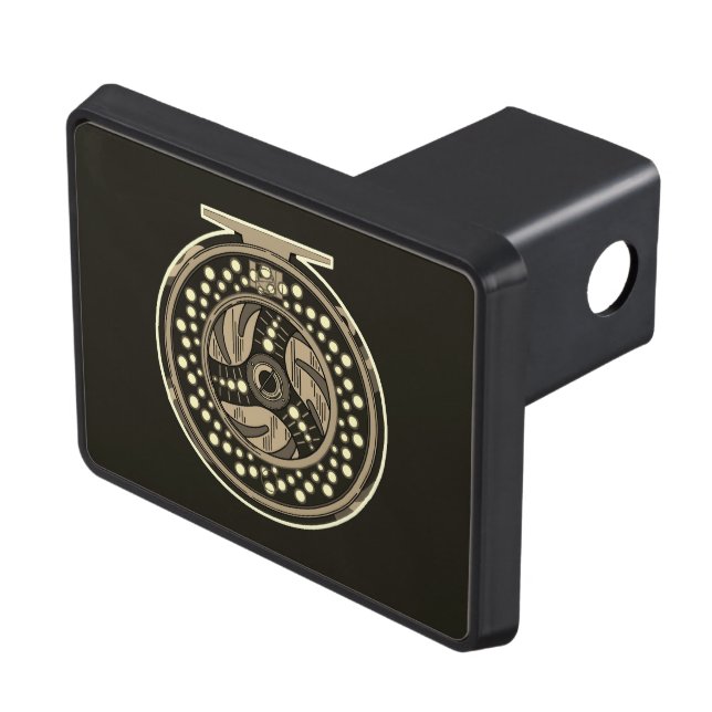 Fly Fishing Fly Reel Artwork Fisherman Towing Hitch Cover (Top Right)