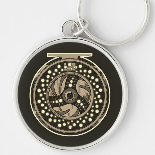 Fly Fishing Fly Reel Artwork for Anglers Handsome Keychain