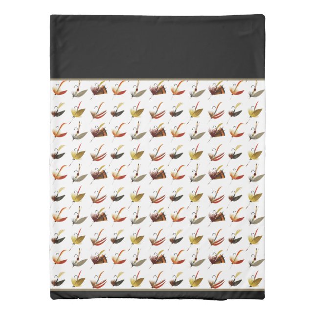 Fly fishing Flyfishing Fish Lures Black Green Duvet Cover (Back)
