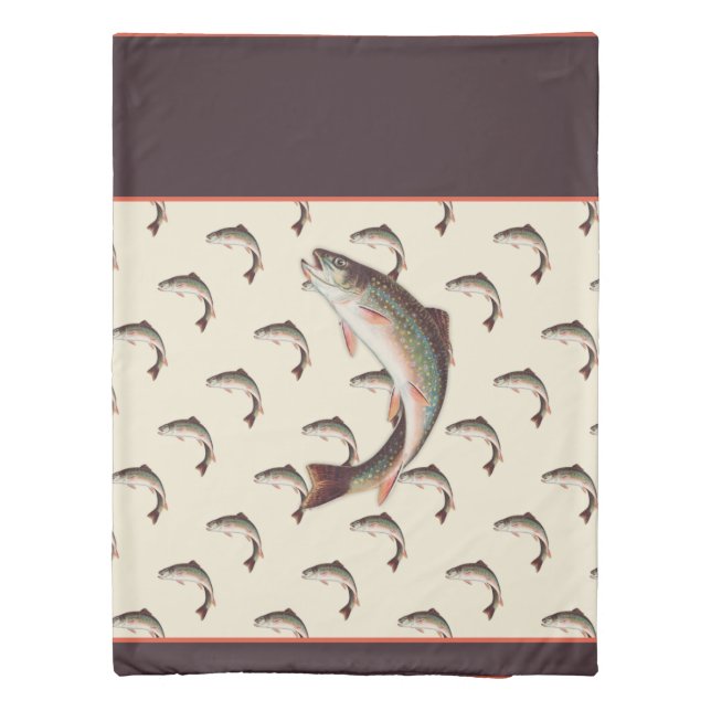 Fly fishing Flyfishing rainbow Trout Fish  Duvet Cover (Back)