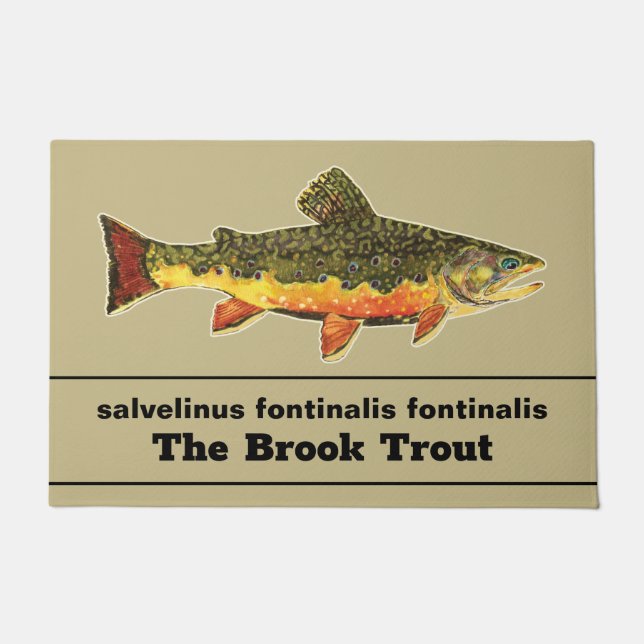 Fly Fishing for a Brookie - Brook Trout Fisherman Doormat (Front)