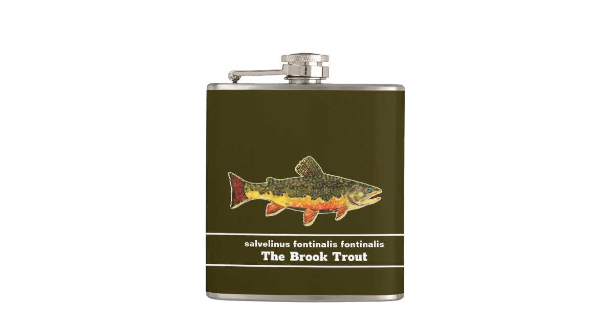 Fly Fishing for a Brookie - Brook Trout Fisherman Flask