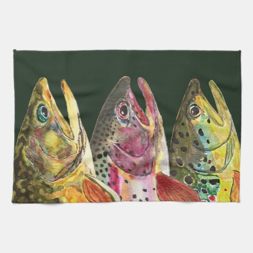 Fly Fishing for Three Big Fat Trout Towel