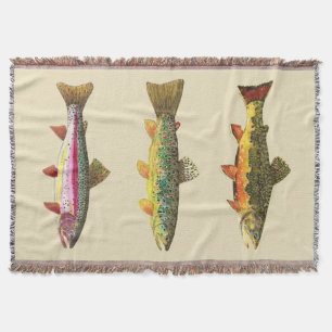 Fly Fishing for Trout for Him or Her Angler's Throw Blanket
