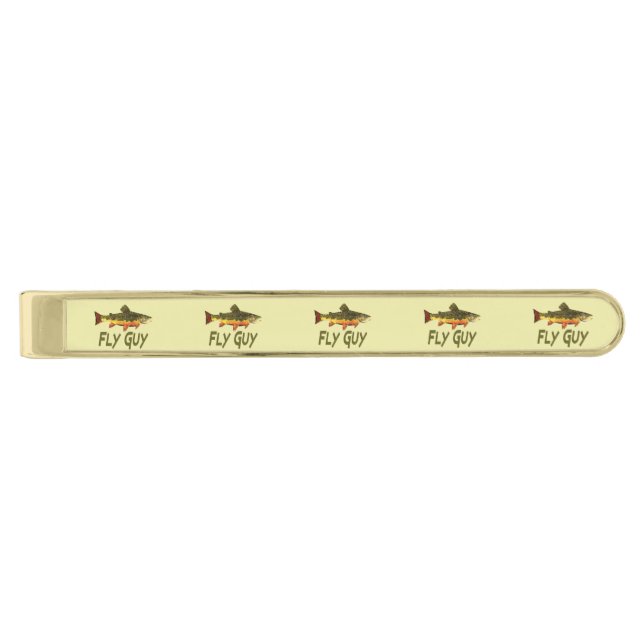 Fly Fishing for Trout Gold Finish Tie Clip (Front)