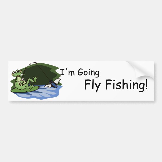 Fly Fishing Frog Bumper Sticker (Front)