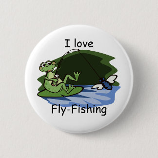 Fly Fishing Frog Button
