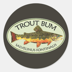 Fly Fishing Funny TROUT BUM Classic Round Sticker