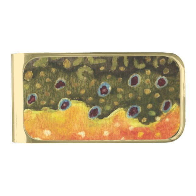 Fly Fishing Gold Finish Money Clip (Front)