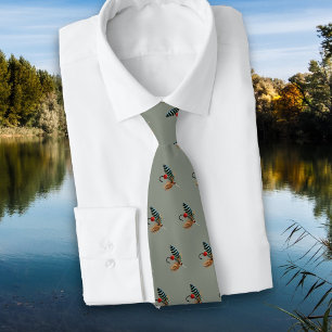 Fly Fishing Gray Pattern Fisherman Neck Tie