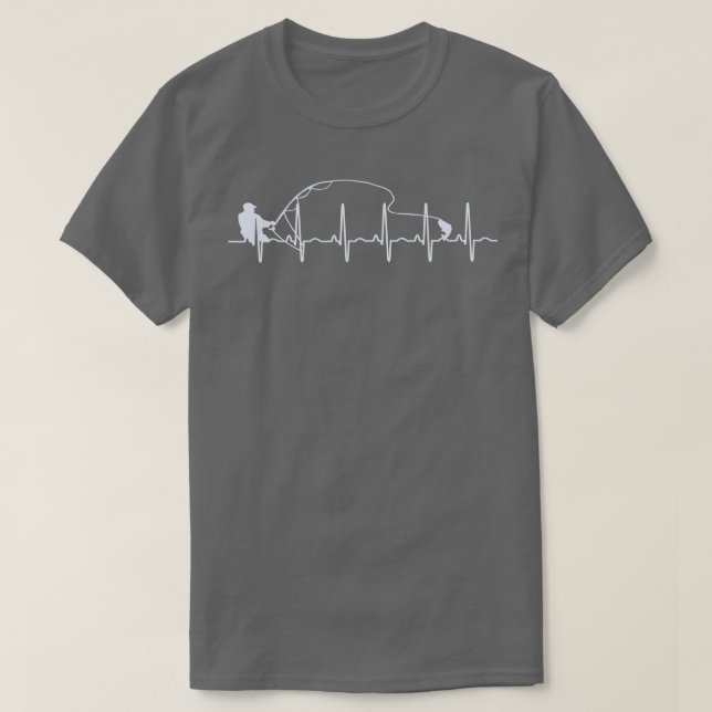 Fly Fishing Heartbeat Fish EKG Trout Fishing  T-Shirt (Design Front)