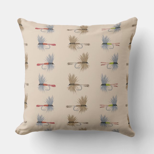 Fly Fishing Hooks  Throw Pillow (Front)