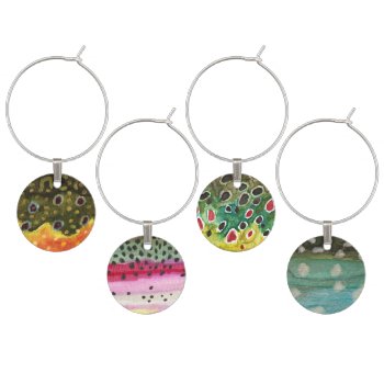 Fly Fishing Ichthyology Beautiful Fish Skins Wine Charm by TroutWhiskers at Zazzle