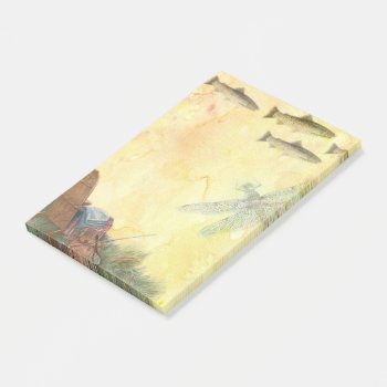 Fly Fishing Illustrated Trout Post-it Notes by paintedcottage at Zazzle