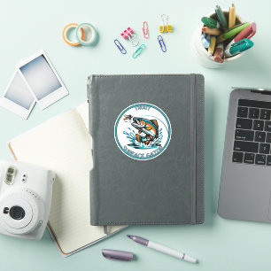 Fly fishing illustration logo Trout Surface Gator Sticker