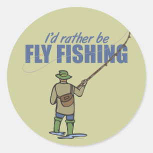 Fly Fishing in Waders Classic Round Sticker