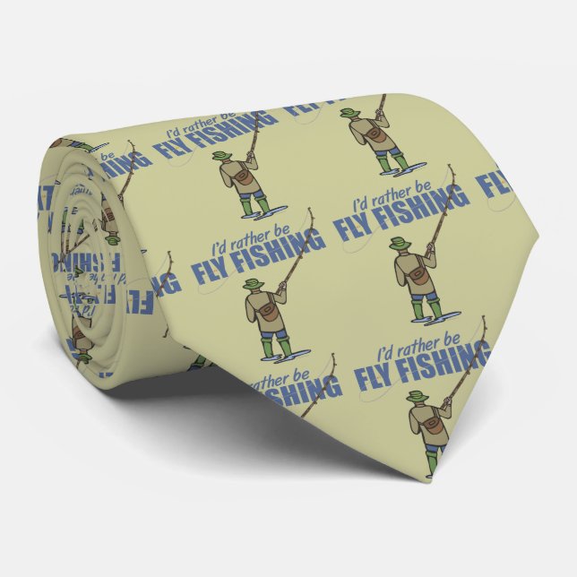 Fly Fishing in Waders Neck Tie (Rolled)