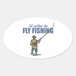Fly Fishing in Waders Oval Sticker