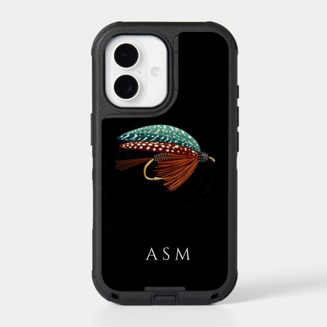 Fly Fishing Lure Custom Initials Otterbox iPhone Case (Back)