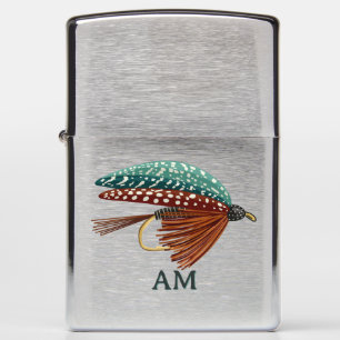 Fly Fishing Lure Monogram Initials Fisherman Zippo Lighter