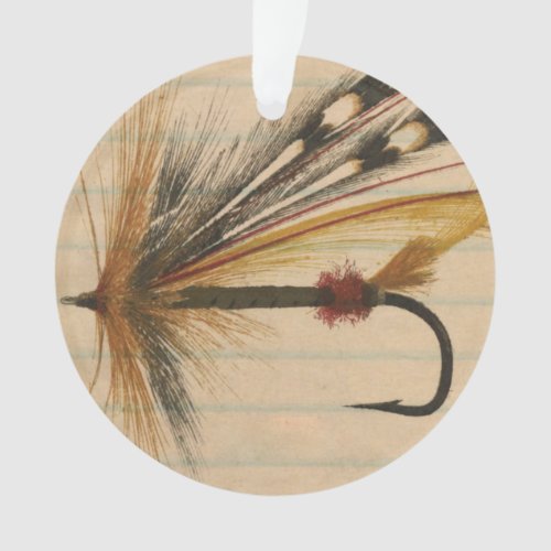 Fly Fishing Lure on Lined Paper Ornament