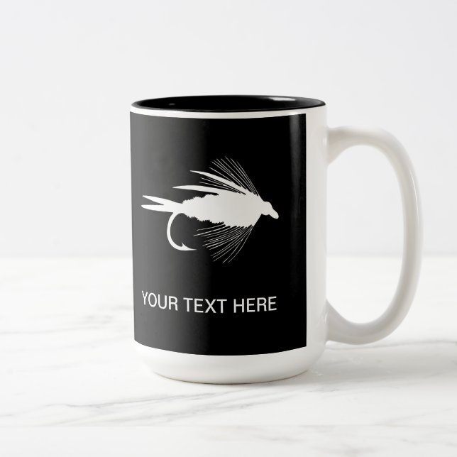 Fly Fishing lure to Personalize Two-Tone Coffee Mug (Right)
