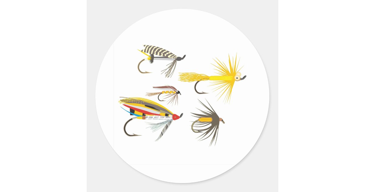 Fly Fishing Lures Classic Round Sticker