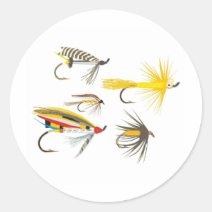 Fly Fishing Lures Classic Round Sticker