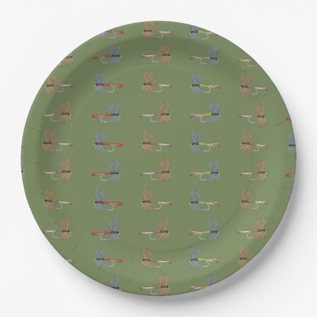 Fly Fishing Lures  Paper Plates (Front)
