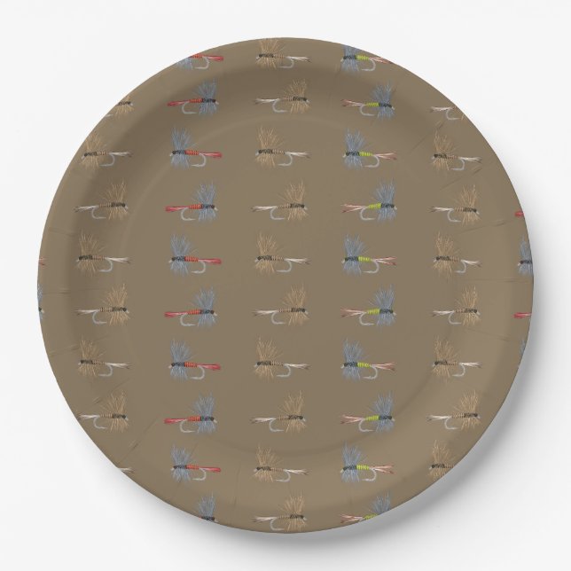 Fly Fishing Lures  Paper Plates (Front)
