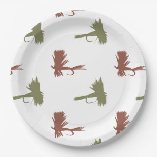 Fly Fishing Lures Pattern Paper Plates
