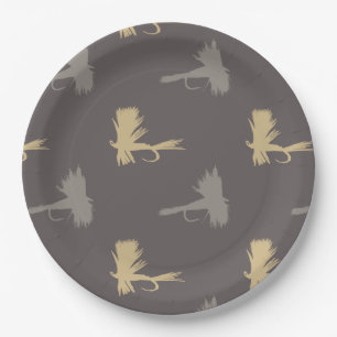 Fly Fishing Lures Pattern Paper Plates