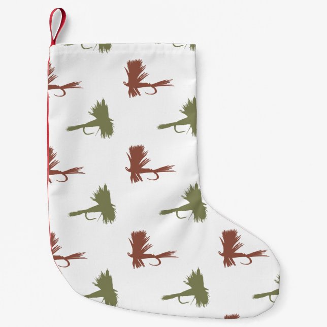 Fly Fishing Lures Pattern Small Christmas Stocking (Front)