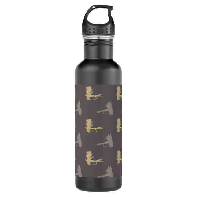 Fly Fishing Lures Pattern Water Bottle (Front)