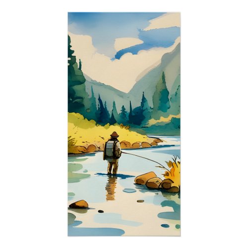 Fly Fishing Mountain Stream  Poster