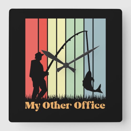 Fly Fishing My Other Office Retro Square Wall Clock