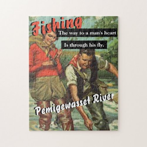 Fly Fishing on the Pemigewasset River Vintage Jigsaw Puzzle