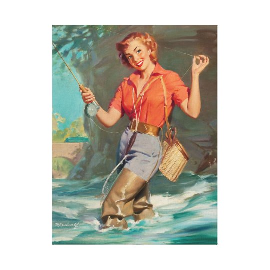 Fly Fishing Pin Up Art Canvas Print | Zazzle.com