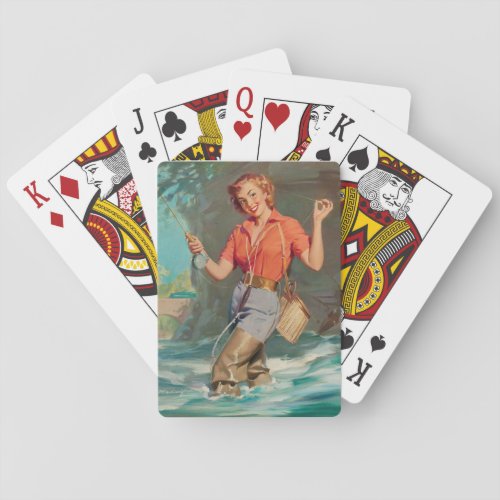Fly Fishing Pin Up Art Playing Cards