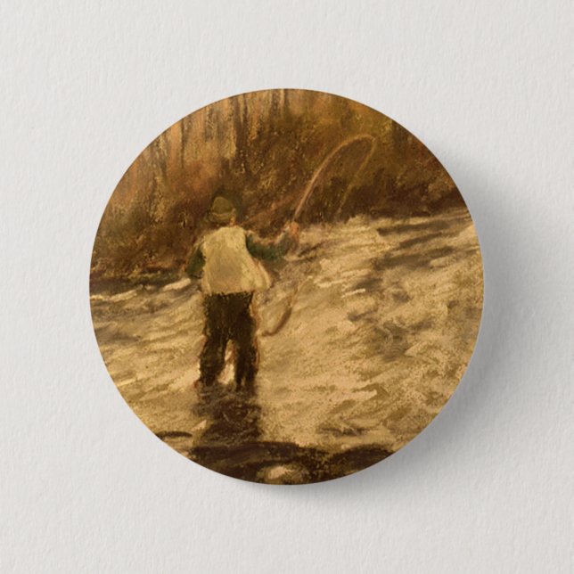 Fly Fishing Pinback Button (Front)